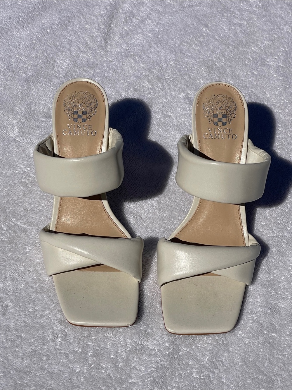 Vince Camuto Ivory Double-Band Padded Slide Sandals
